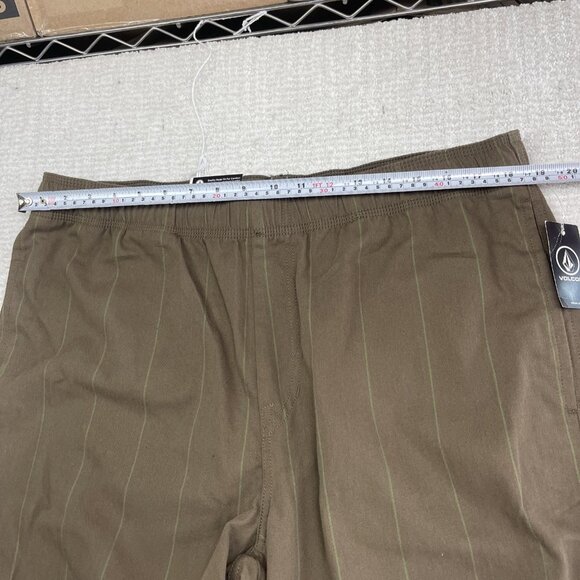 NWT Volcom Psychstone Trousers Brown / Green Lines Elastic Waist Pants Men's XL - Picture 7 of 11